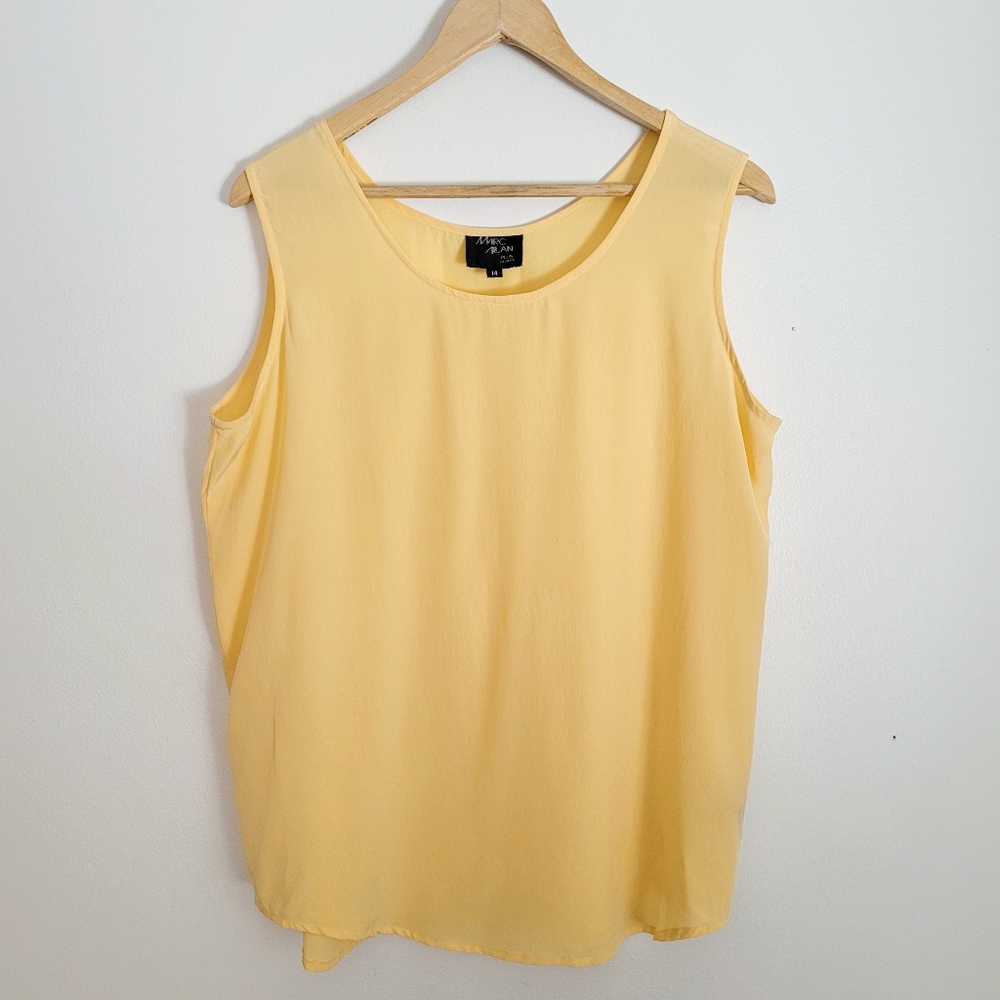 Vintage Lemon Yellow Silk Tank Top - L v